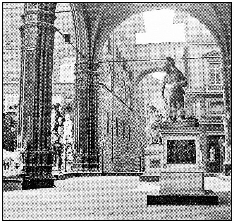 佛罗伦萨和托斯卡纳的古董旅行照片:Loggia dei Lanzi (Loggia della Signoria)